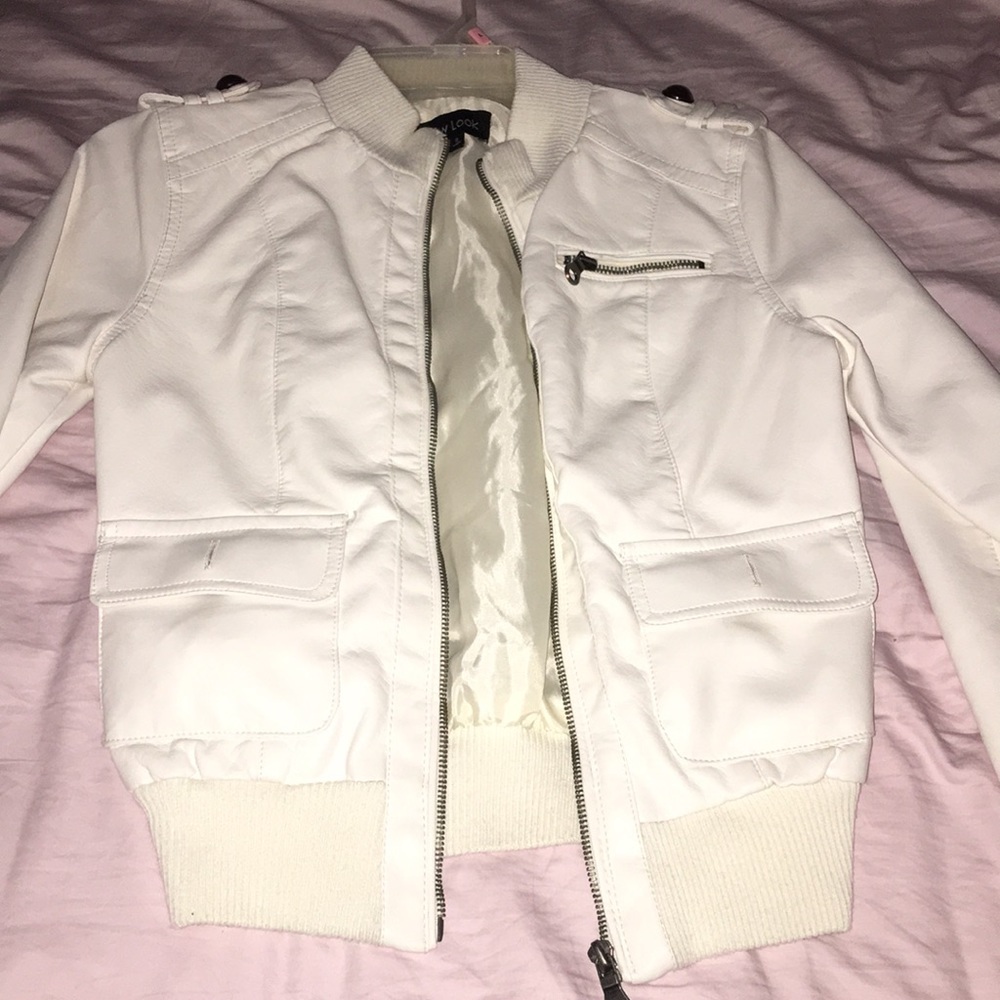 White/cream leather jacket